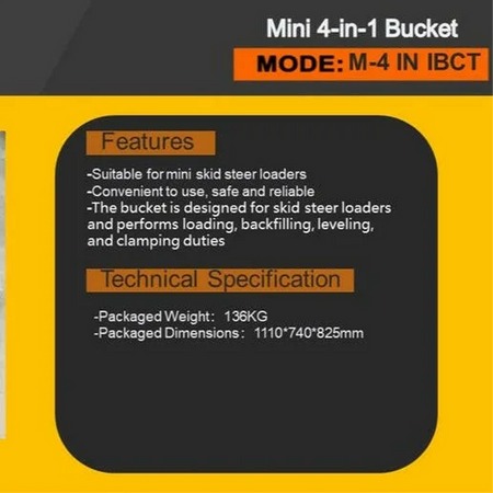 43″ 4-in-1 Combo Bucket Mini Skid Steer | M-4-in-1-bucket
