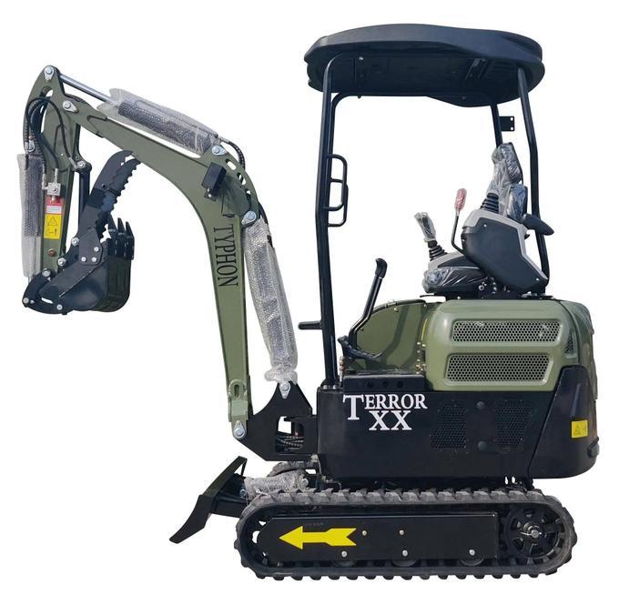 2025 4,000 lb Green TYPHON TERROR XX Mini Excavator Rubber Track with Kubota D902 Diesel Engine USA