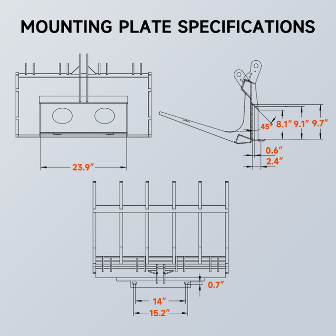 38″ Hydraulic Root Grapple Attachment For Mini Skid Steer Loader