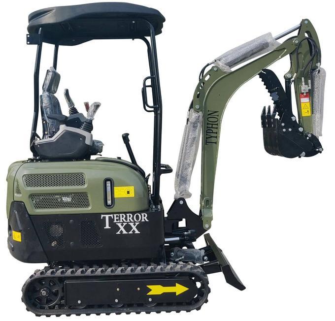 2025 4,000 lb Green TYPHON TERROR XX Mini Excavator Rubber Track with Kubota D902 Diesel Engine USA